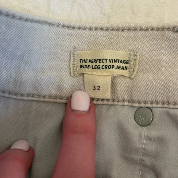 Madewell The Perfect Vintage Wide-Leg Crop Jean - Size 32 (Stone Denim) - Picture 5 of 7